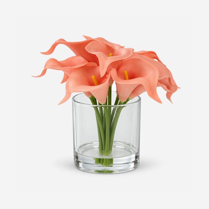 Artificial Cala Lilly In Glass Pot