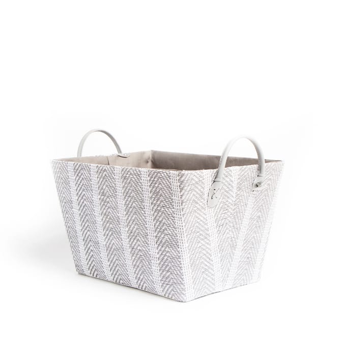Home Collections Foldable Fabric Storage Basket With Handle Chevron - Grey