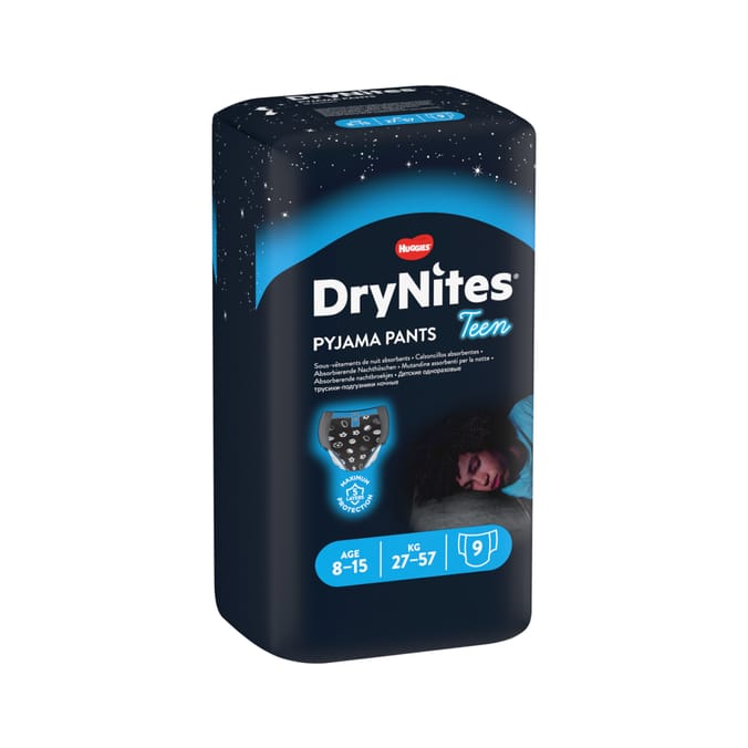 Huggies DryNites Pyjama Pants Teen Sport Design 9'S 8-15 Years x3