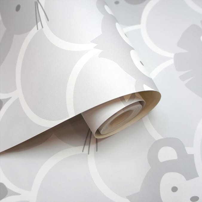 Peek a Boo Wallpaper 91030 - Grey