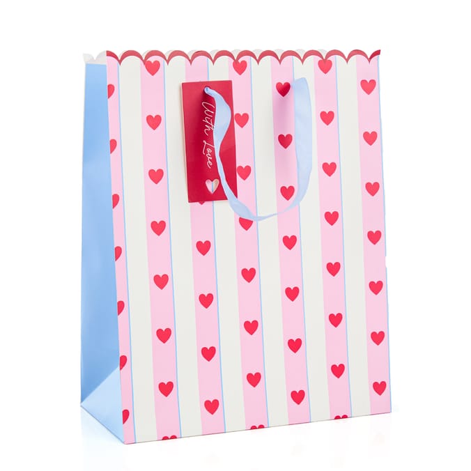 With Love Striped Valentines Day Gift Bag