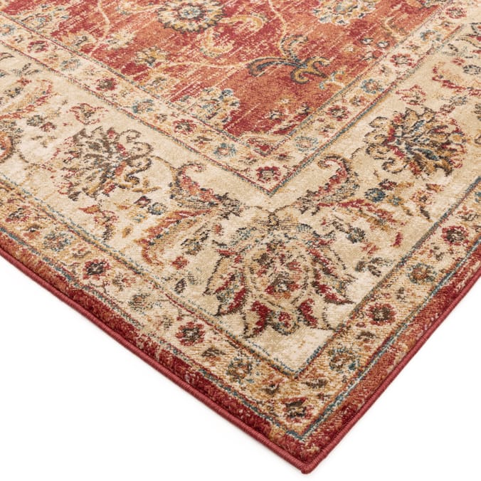 Asiatic Raja Border Runner RA06 - Red/Cream
