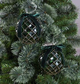 Festive Feeling Large Christmas Bauble with Bow 2 Pack - Green
