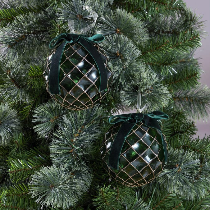 Festive Feeling Large Christmas Bauble with Bow 2 Pack