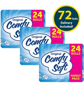 Original Comfy Soft Quilted 2 Ply Toilet Tissue 24 Rolls x3 (Delivery Included)