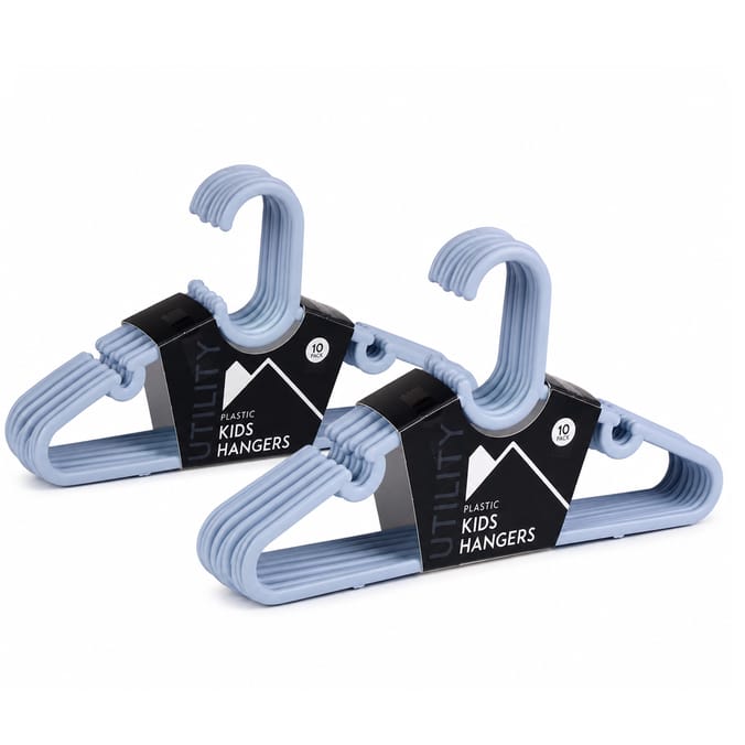 Utility Plastic Kids Hangers 10 Pack - Blue