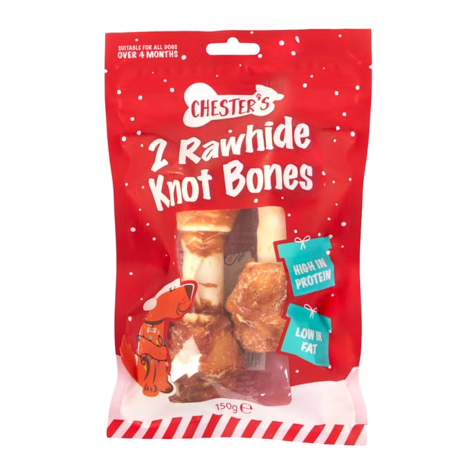 Chester's 2 Rawhide Knot Bones 