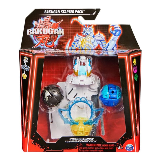  Bakugan Starter 3-Pack - Special Attack Mantid, Titanium Dragonoid, Trox