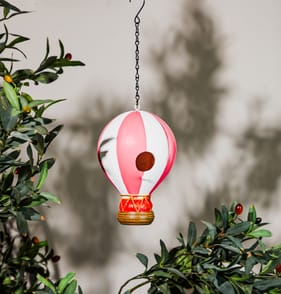 Wild Garden Hot Air Balloon Bird House - Pink