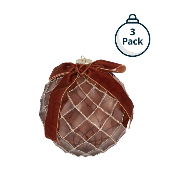 Festive Feeling Large Christmas Bauble with Bow 2 Pack
