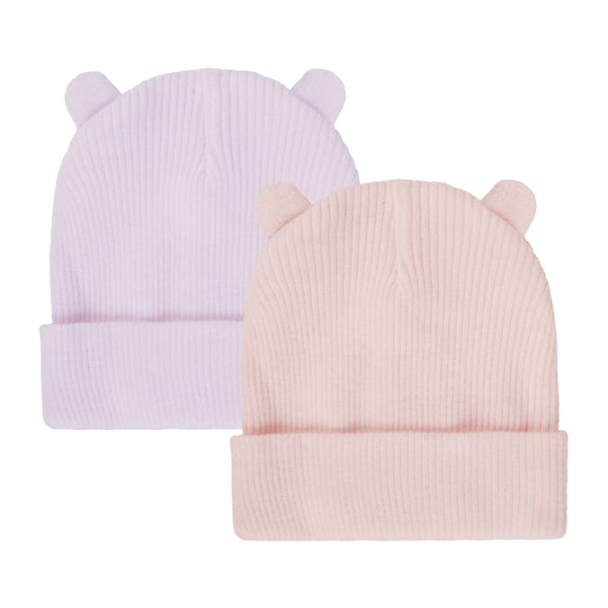 Pure Baby Rib-Knit Beanie 2 Pack