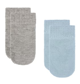 Pure Baby Mittens 2 Pairs - Grey & Blue