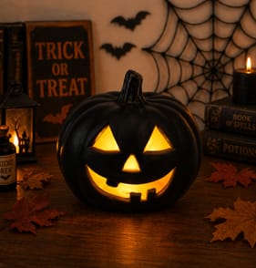 Hallow Scream Mini LED Pumpkin Decoration - Black