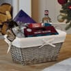Festive Feeling Medium Christmas Hamper Basket - Grey/White