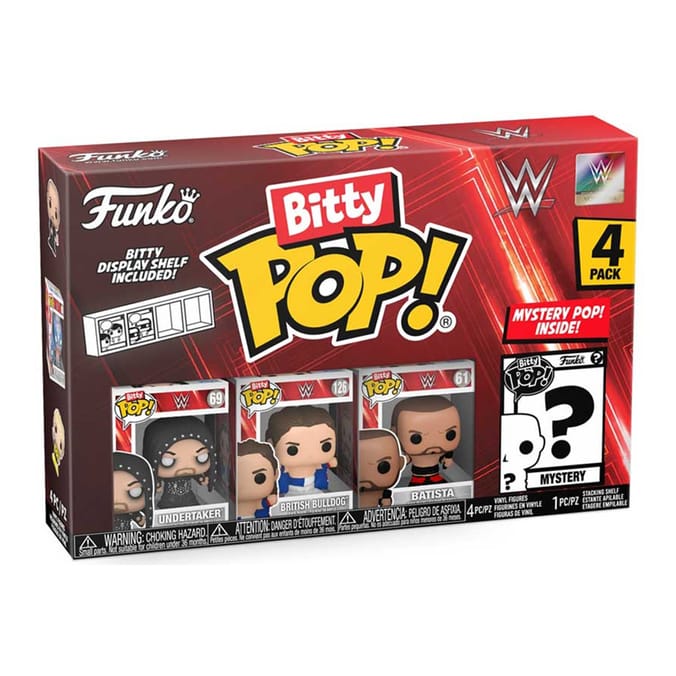 Funko Bitty Pop WWE 4pk -The Undertaker, British Bulldog, Batista, and a Mystery Bitty Pop! Figure