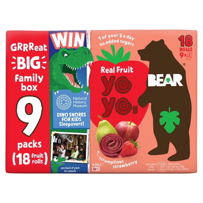 Bear Real Fruit Yoyos Scrumptious Strawberry 9 x 20g