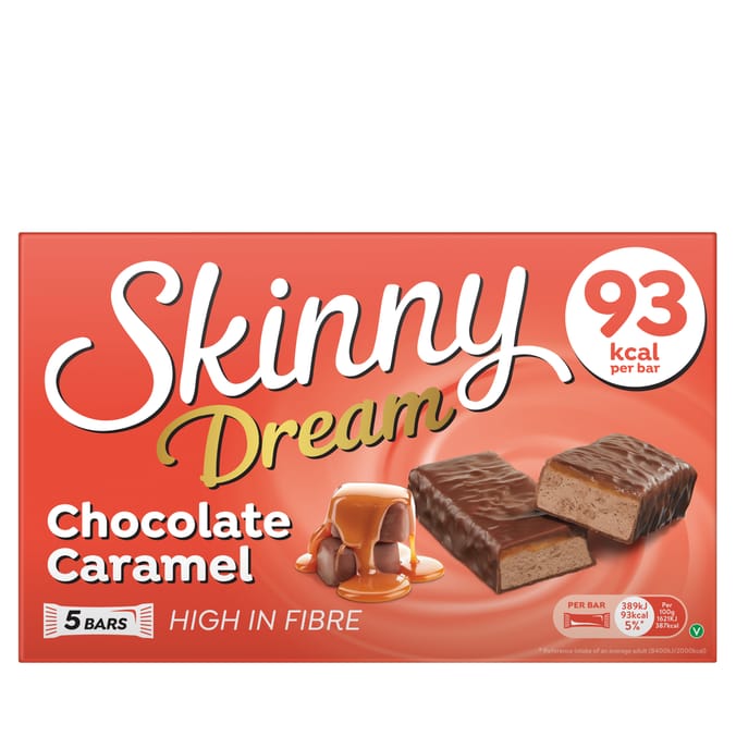 Skinny Chocolate Caramel 5 Bars Snack x10