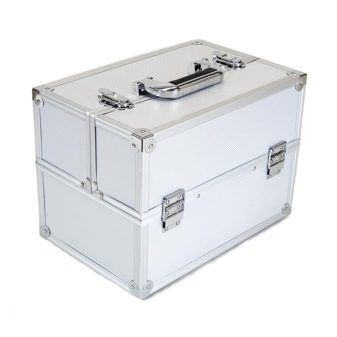 Silver Aluminium Large Cosmetic Case - Silver