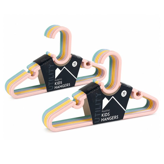 Utility Plastic Kids Hangers 10 Pack - Multi-Colour