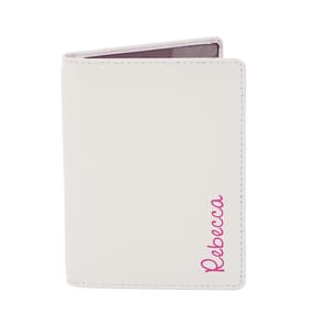 Personalised Cream Passport Holder - Pink Name