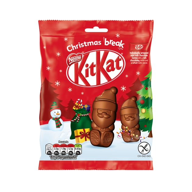 KitKat Santa Milk Chocolate Sharing Bag 55g x3 Home Bargains