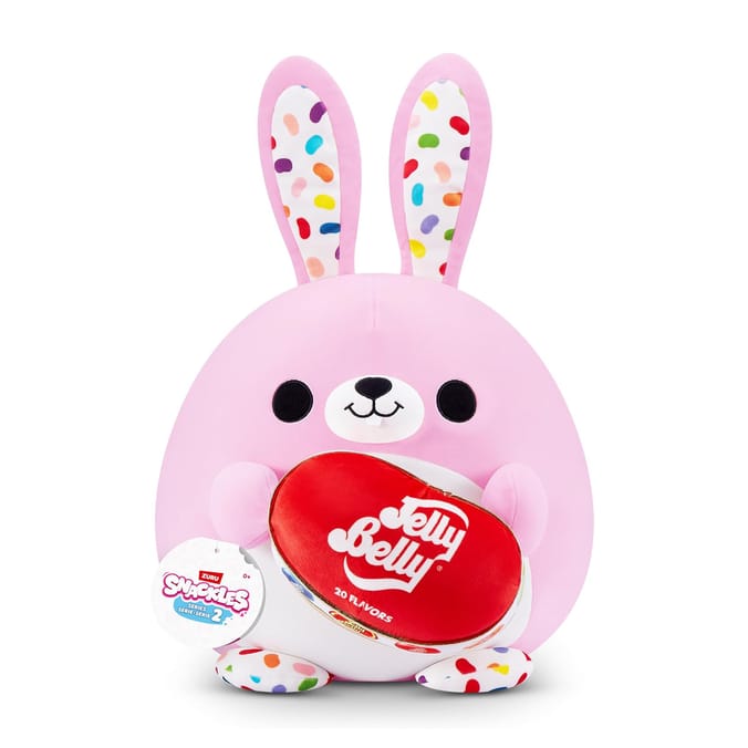 Snackles 8" Soft Plush - Flossie the Pink Bunny with Jelly Belly