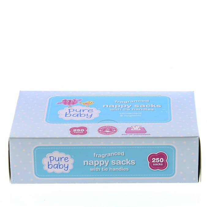 Pure Baby Fragranced 250 Nappy Sacks with Tie Handles x6
