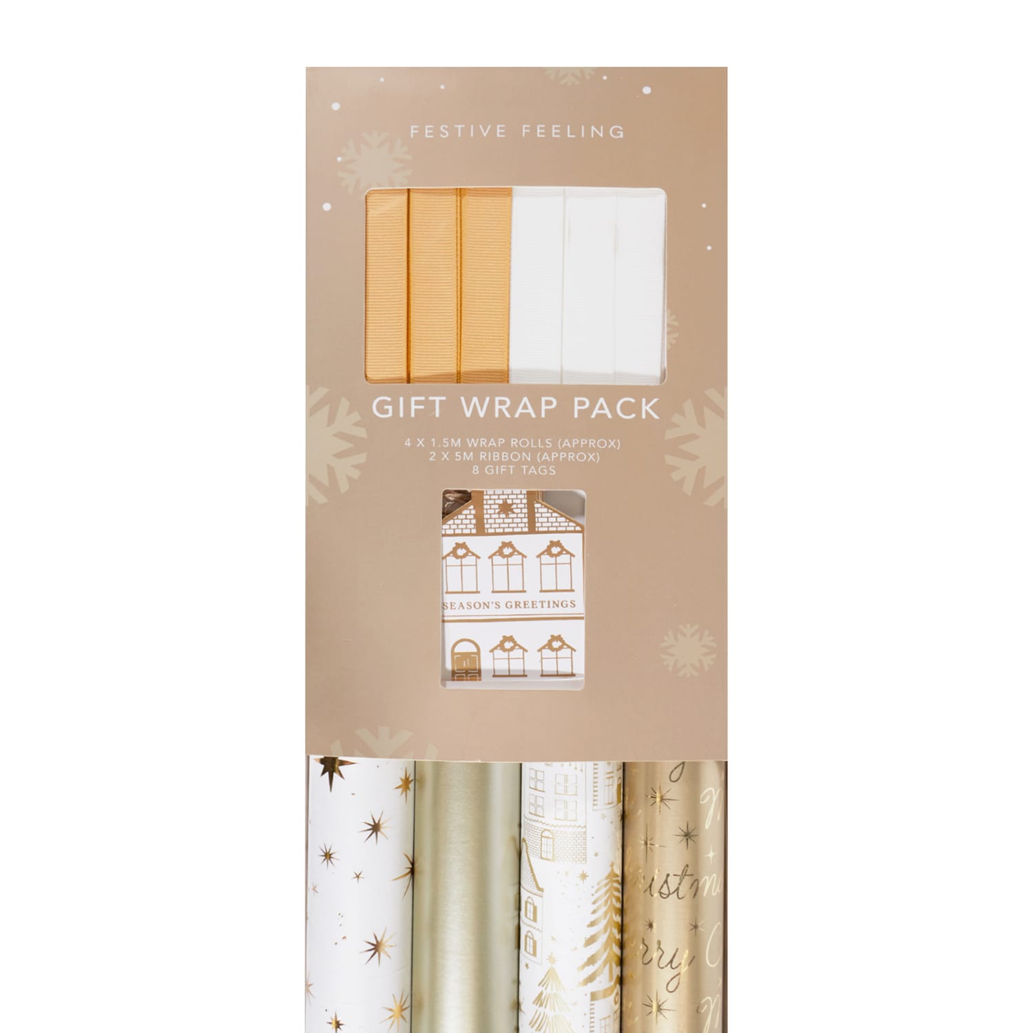 Festive Feeling Gold Gift Wrap Pack | Home Bargains