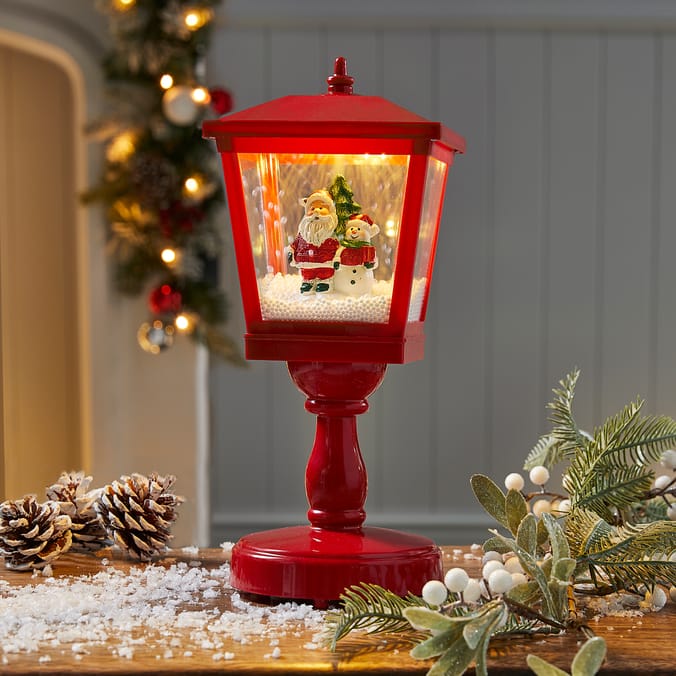 Festive Felling Snowing Musical Lampost - Santa & Snowman