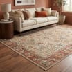 Asiatic Raja Border Runner RA04 - Cream/Red