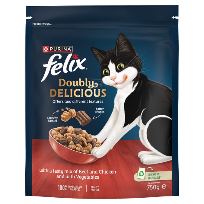 Felix Doubly Delicious Dry Cat Food 750g - Beef & Chicken With Vegetables