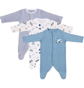 Pure Baby Long Sleeve Sleepsuits 3 Pack