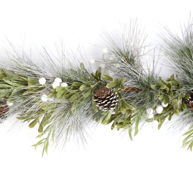 Festive Feeling 5ft Snowy Decorated Christmas Garland