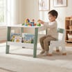 Liberty House Toys Kids Bookshelf Table And Chair - White & Forest Green