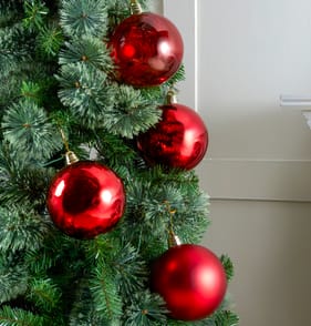 Festive Feeling 15cm Christmas Bauble 4 Pack - Red