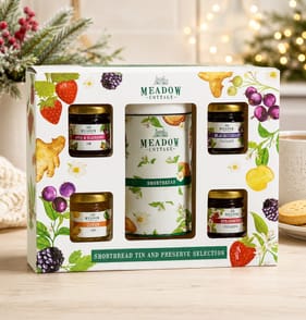 Meadow Cottage Shortbread Tin And Preserve Selection