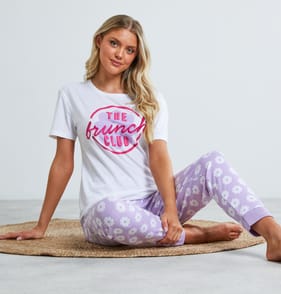 Originals 'The Brunch Club' Ladies T-Shirt & Long Pants Pyjama Set