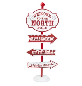 Sleigh Bells Standing North Pole Sign