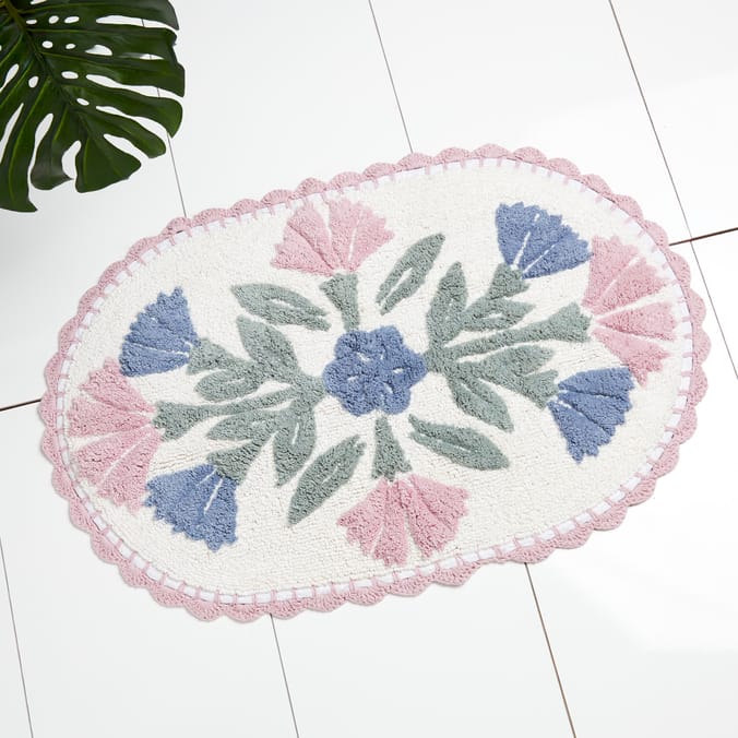Pink Floral Bath Mat
