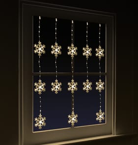 Prestige Mains Operated LED Snowflake Curtain Lights - Warm White