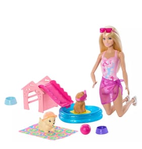 Barbie Puppy Pool Party Playset with Doll