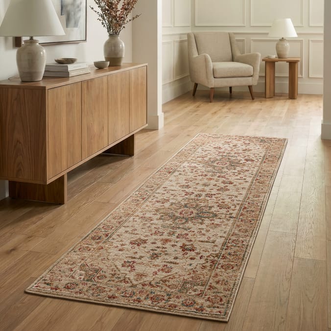 Asiatic Raja Border Runner RA05 - Cream/Multi