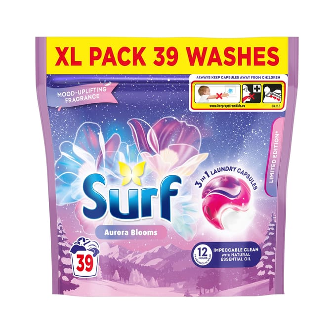 Surf 3in1 Laundry Capsules 39 Washes - Aurora Blooms
