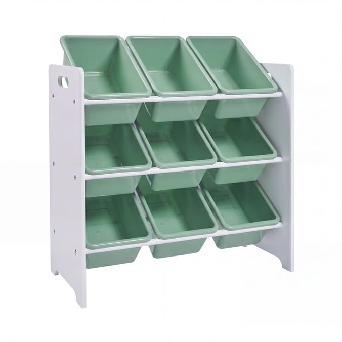 Liberty House Toys Kids 9 Bin Storage Unit - White & Forest Green