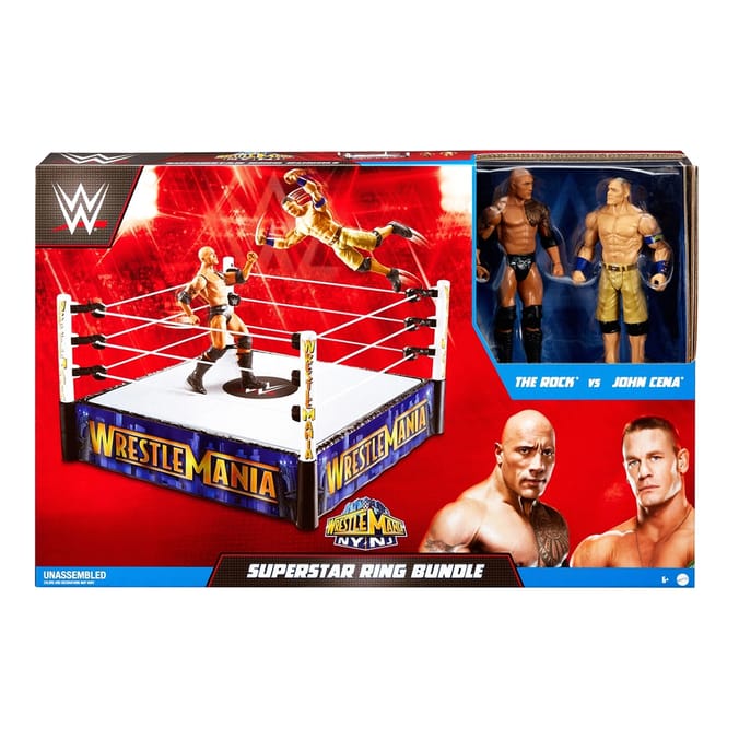 WWE WrestleMania The Rock Vs John Cena Superstar Ring Bundle HJV94