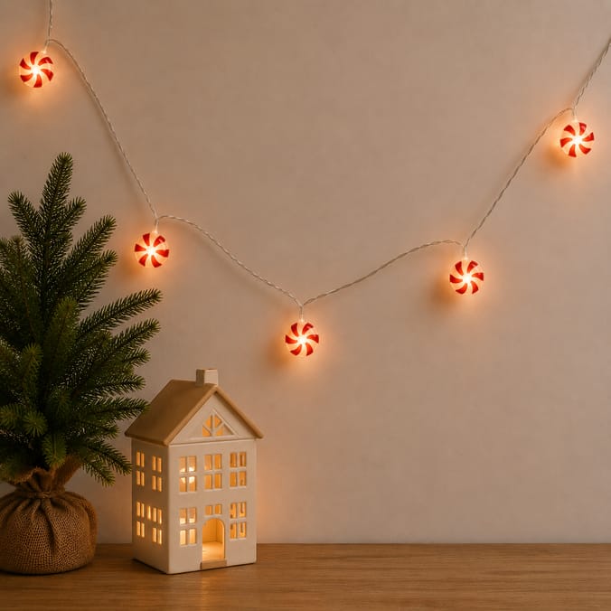 Prestige Battery Operated 10 LED String Lights - Candy Cane