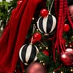 Festive Feeling Satin Stripe Christmas Bauble 6 Pack