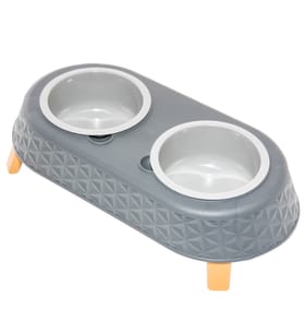 Starplast Pet Elevated Twin Feeder - Grey