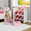 Liberty House Toys Two Tone Toddler Bed and 9 Bin Storage Unit Set - White & Pink