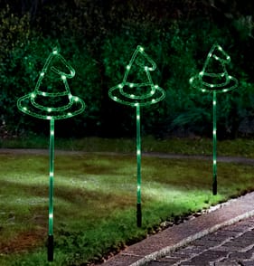 Hallow Scream LED Witch's Hat Stake Lights Set Of 3